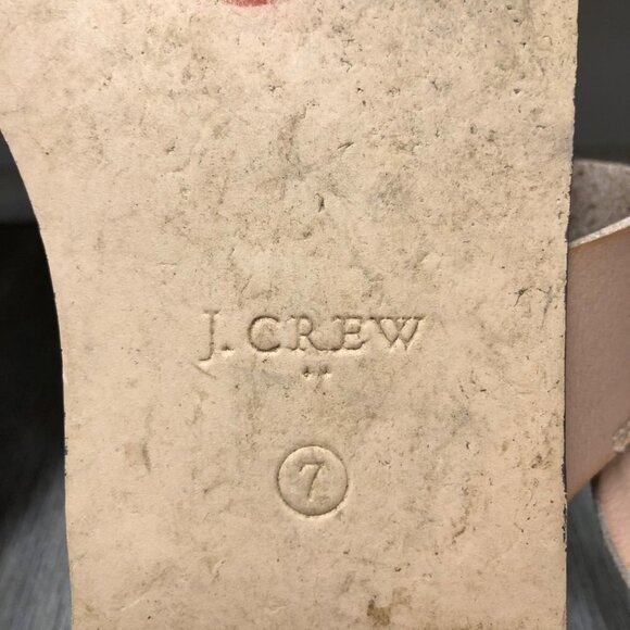 JCrew Women's Size 7 Sandals Crystal Embellished Blush Tan Leather Dual Strap - Picture 9 of 9